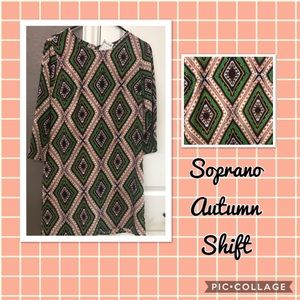 SOPRANO Dress Tunic Shift NEW Sz M Medium Fall Lite Business Casual Green Tan